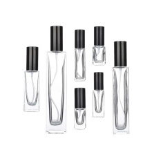 Hot sale 50ml square perfume glass bottles with screw spray cap
